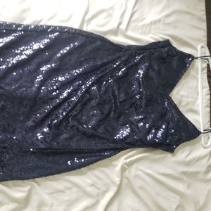 Navy sequin ruched dress